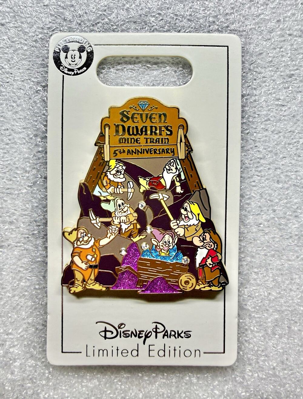 Disney Parks Seven Dwarves Mine Train 5th Anniversary Glitter Pin Single